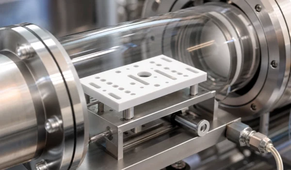 Custom-machined boron nitride fixture plate in a laboratory vacuum furnace