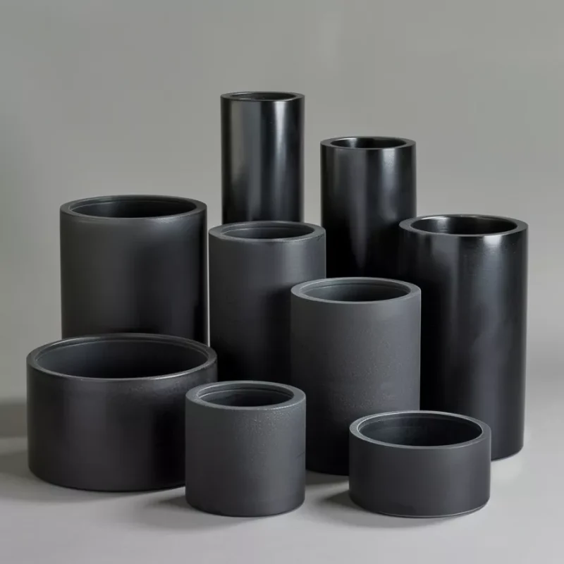 Cylindrical Silicon Carbide Crucible - High Temperature Metal Melting Vessel
