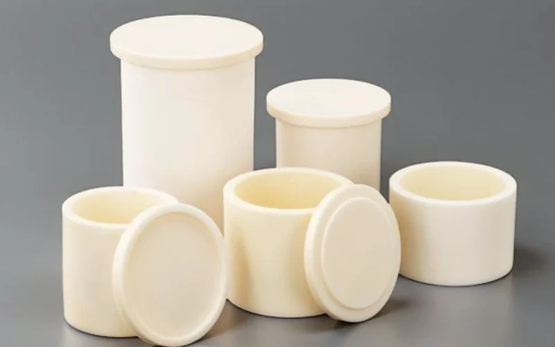 alumina cylindrical crucible with lid for laboratory ashing