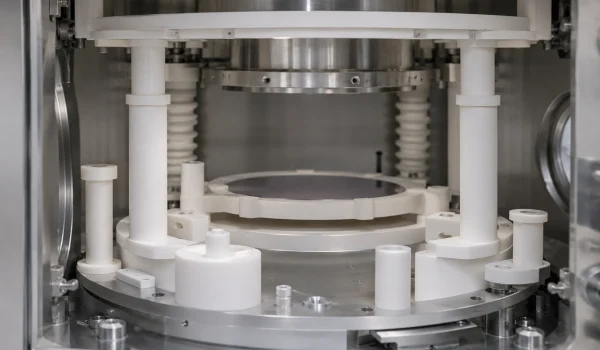 High purity alumina ceramic components for semiconductor, vacuum and plasma systems.