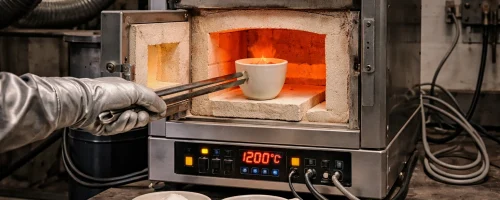 High-temperature lab work in progress in Industrial furnace