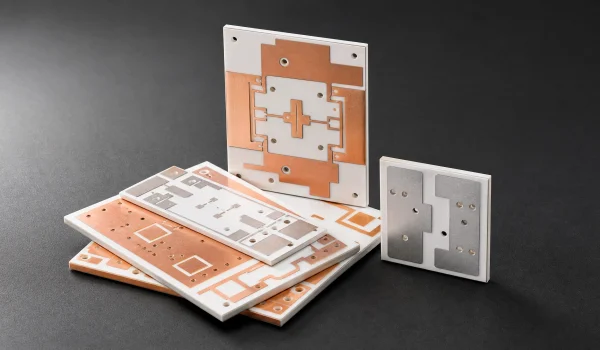 Metallized alumina and AlN ceramic substrates with copper metallized patterns for power modules.