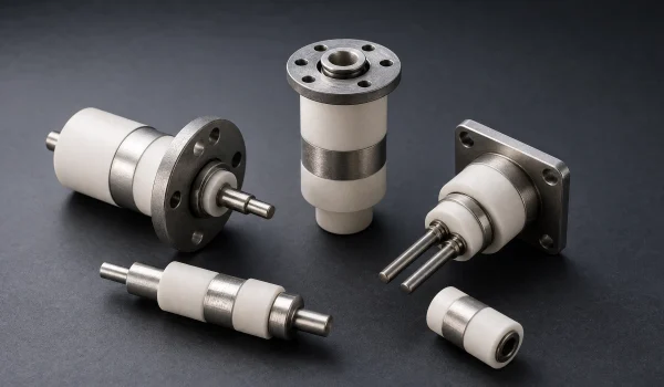Metallized alumina ceramic feedthrough bodies and insulators with brazed metal flanges for vacuum and plasma equipment — ADCERAX