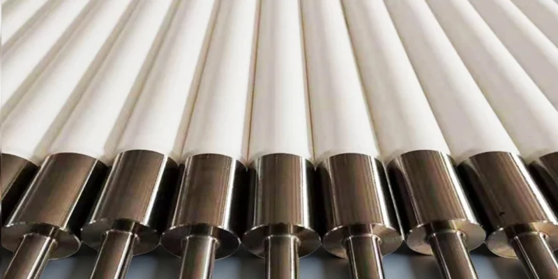 quartz ceramic roller installed in glass tempering furnace conveyor