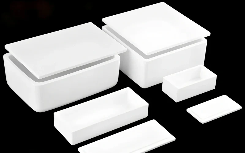 Rectangular alumina crucible with lid, 1000 ml