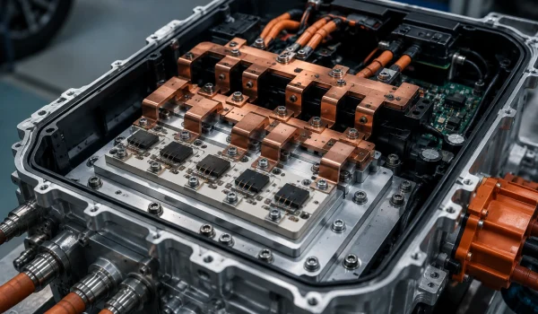 Si3N4 AMB substrate SiC module in an EV traction inverter on a cold plate