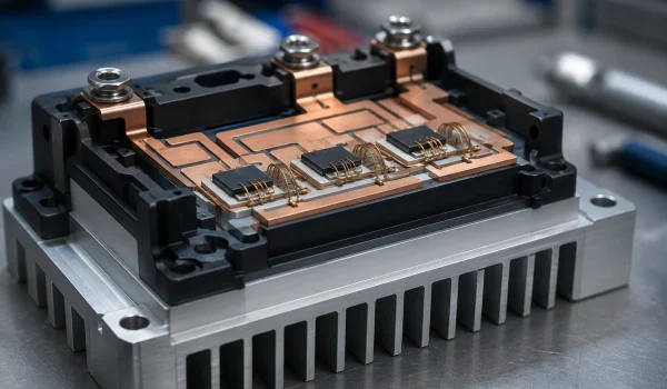 Silicon nitride AMB substrate inside an assembled SiC IGBT power module