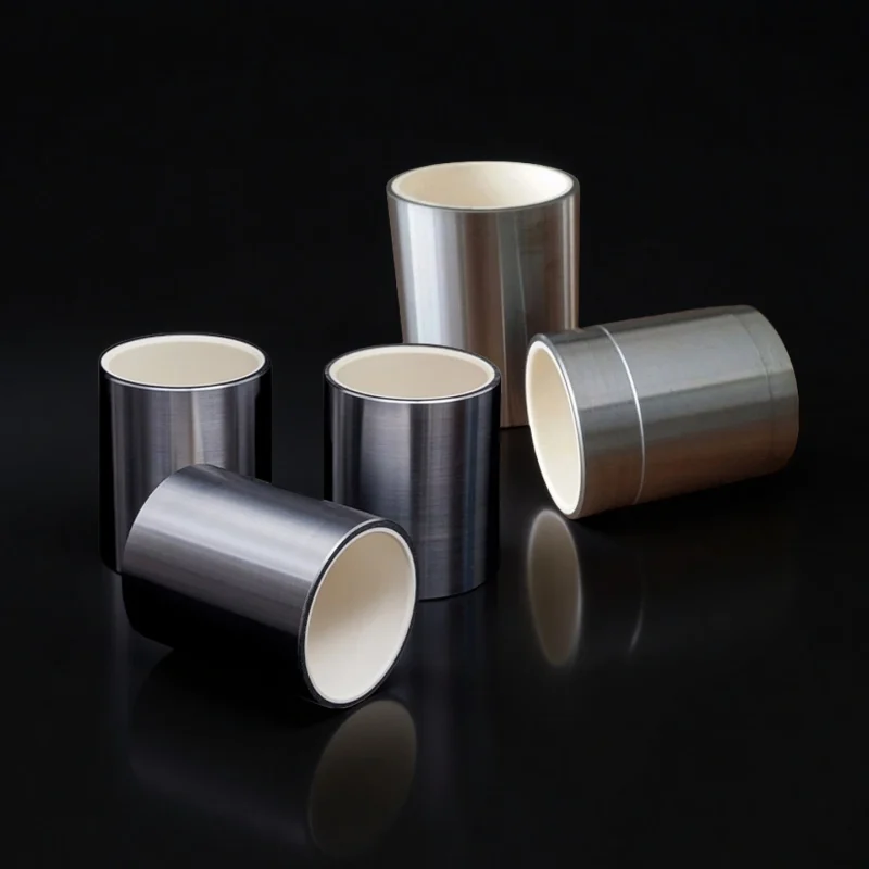 Front view of zirconia ceramic cylinder sleeve with polished surface