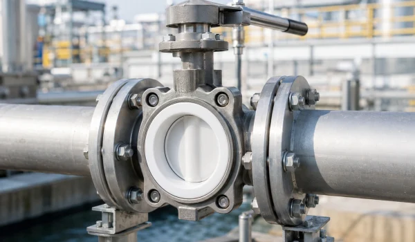Compact zirconia butterfly valve and ceramic sealing parts for water treatment and pulp lines.