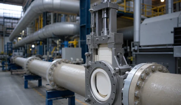 Zirconia ceramic knife gate valve on a power plant FGD slurry line