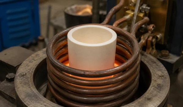 Zirconia crucible in an induction furnace for precious metal melting