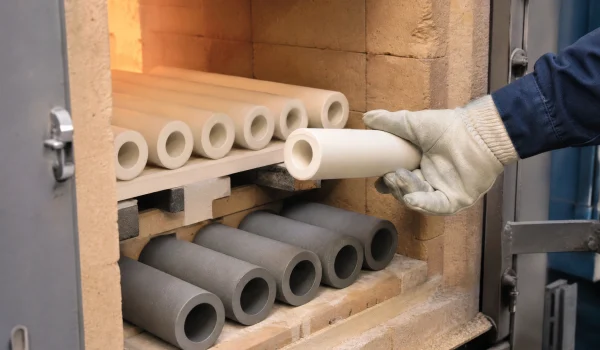 ceramic protection and support tubes inside a kiln for heat treatment