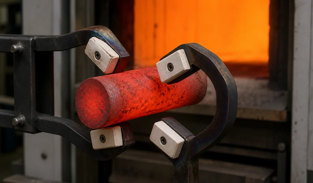 Replaceable alumina ceramic contact inserts on a high-temperature furnace gripper