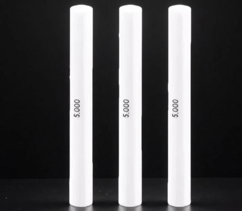 Zirconia ceramic pin gauges with polished working surfaces.