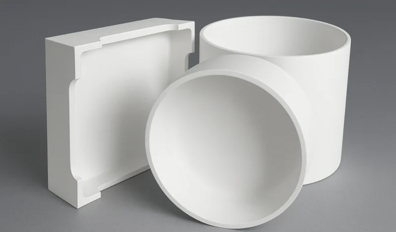 Fused quartz ceramic crucibles and custom-formed quartz components made by ADCERAX