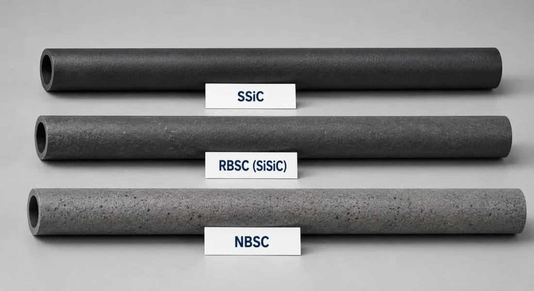 SSiC RBSC NBSC silicon carbide protection tubes side-by-side product comparison
