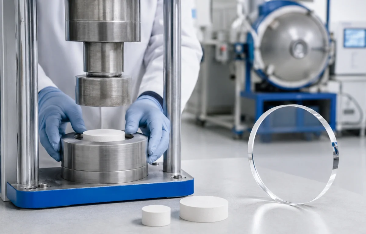 transparent-ceramic-dry-pressing Forming transparent ceramic green bodies by pressing and isostatic forming into pre-sintered shapes