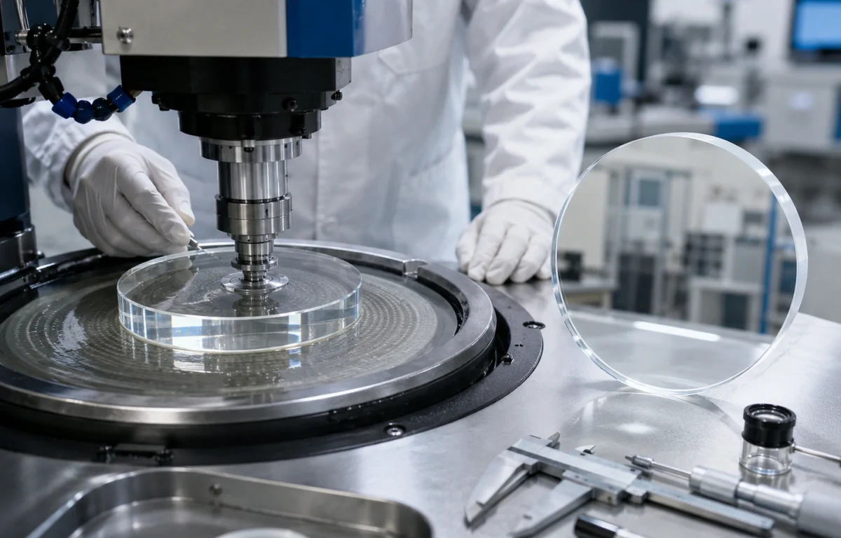 transparent-ceramic-machining-polishing Precision grinding and multi-stage polishing of a transparent ceramic optic for flatness and low surface roughness