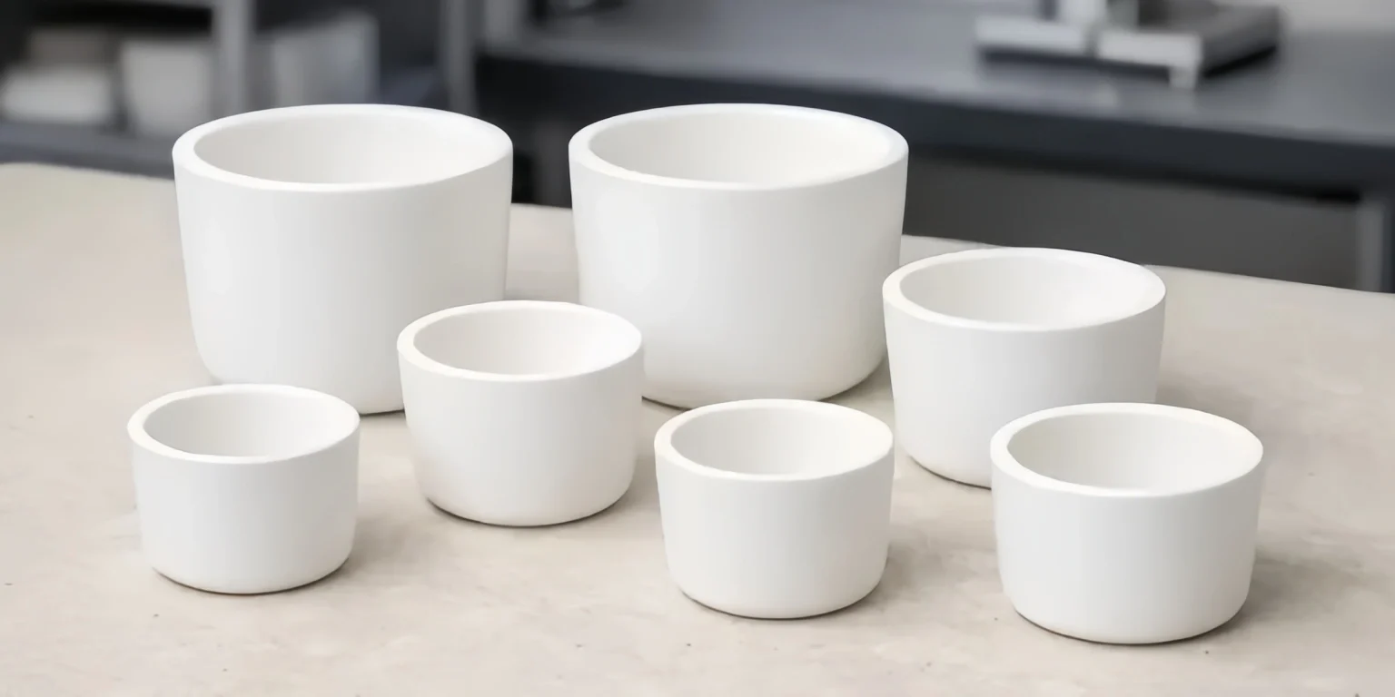 Zirconia ceramic crucibles for laboratory furnace and high-temperature material testing